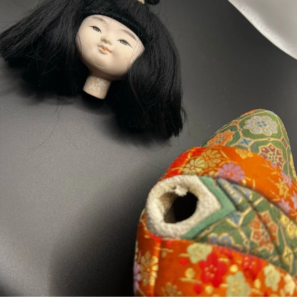 Vintage Japanese Kimekomi Doll Silk Kimono Traditional Folk Craft Japan